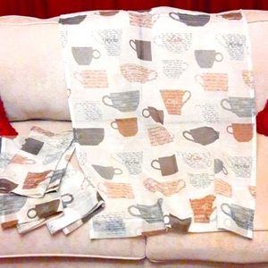 SOLD. 3-Piece Kitchen Curtain Set- Coffee Motif